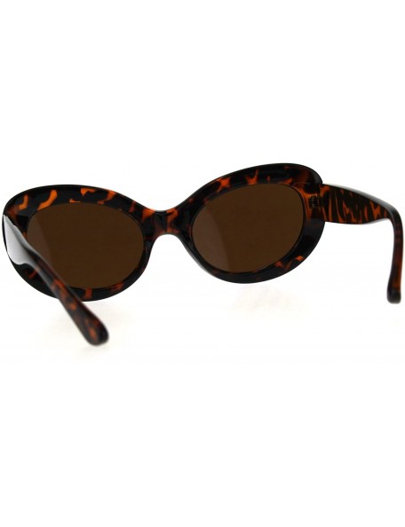 Oval Womens Retro Minimal Mod Plastic Oval Round Goth Sunglasses - Tortoise Brown - C618E4IRZRZ $7.78