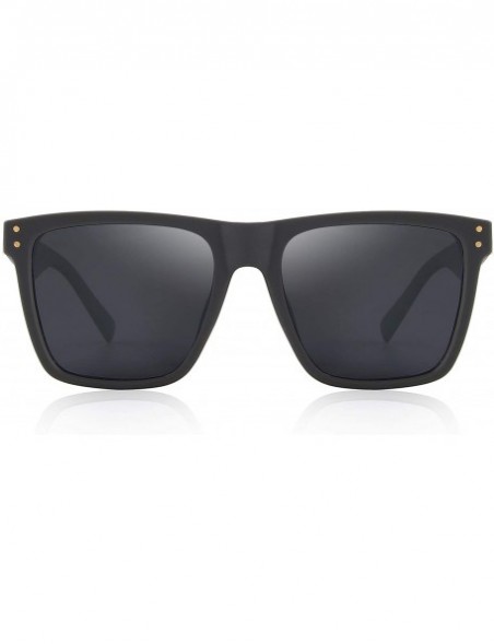 Square Polarized Sunglasses Men Women Retro Brand Sun Glasses UV 400 - Black - CZ189W23O0I $9.71
