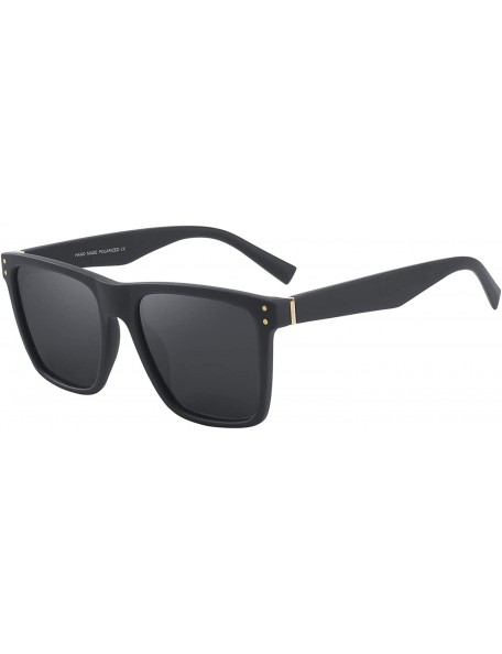 Square Polarized Sunglasses Men Women Retro Brand Sun Glasses UV 400 - Black - CZ189W23O0I $9.71