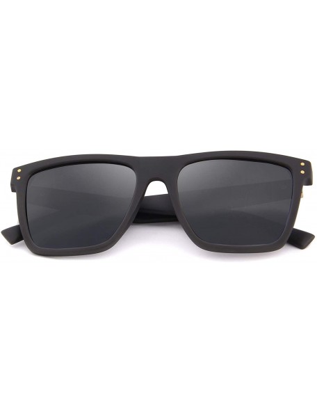 Square Polarized Sunglasses Men Women Retro Brand Sun Glasses UV 400 - Black - CZ189W23O0I $9.71