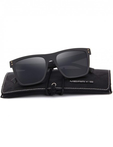 Square Polarized Sunglasses Men Women Retro Brand Sun Glasses UV 400 - Black - CZ189W23O0I $9.71