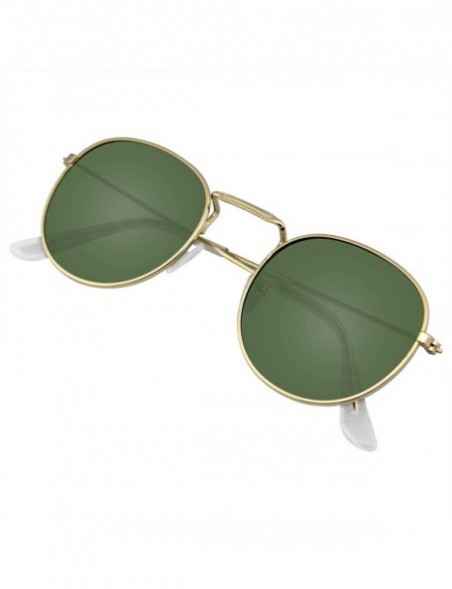 Round New Fashion Men Women's Round Sunglasses Vintage Retro Mirror Glasses - G15 Green - CI18TWGRZ82 $11.60