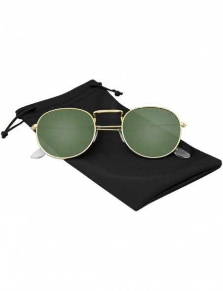 Round New Fashion Men Women's Round Sunglasses Vintage Retro Mirror Glasses - G15 Green - CI18TWGRZ82 $11.60