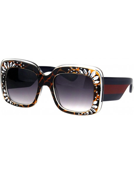 Square Womens Designer Style Sunglasses Oversized Square Thick Frame UV 400 - Tortoise - CL18KWRZZ5S $25.29