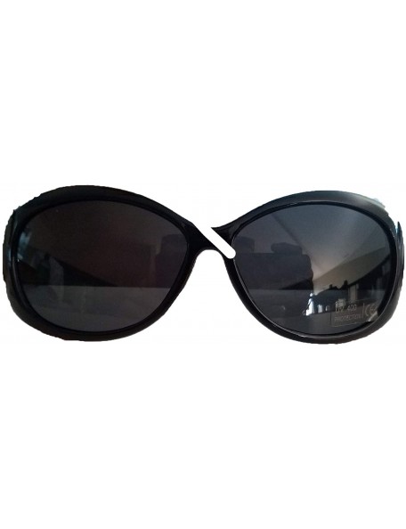 Oval stylish sunglasses (black lens slight oval black frame) - CM18R5LLDH7 $12.81