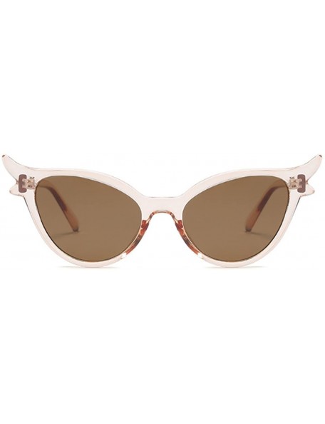 Goggle Women Vintage Retro Cat Eye Sunglasses Resin frame Oval Lens Mod Style - Brown - CE18DTNMA7M $19.14