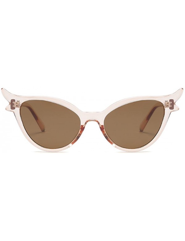 Goggle Women Vintage Retro Cat Eye Sunglasses Resin frame Oval Lens Mod Style - Brown - CE18DTNMA7M $8.65