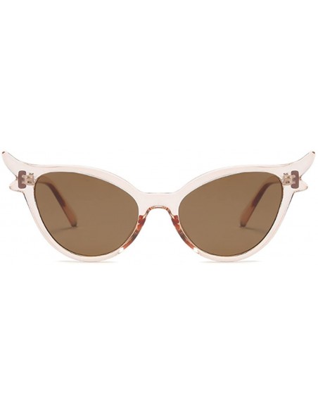 Goggle Women Vintage Retro Cat Eye Sunglasses Resin frame Oval Lens Mod Style - Brown - CE18DTNMA7M $8.65