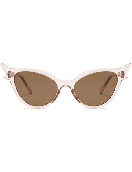 Goggle Women Vintage Retro Cat Eye Sunglasses Resin frame Oval Lens Mod Style - Brown - CE18DTNMA7M $8.65