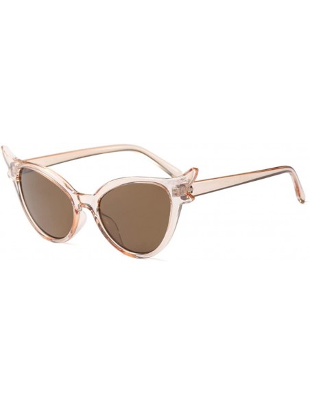 Goggle Women Vintage Retro Cat Eye Sunglasses Resin frame Oval Lens Mod Style - Brown - CE18DTNMA7M $8.65