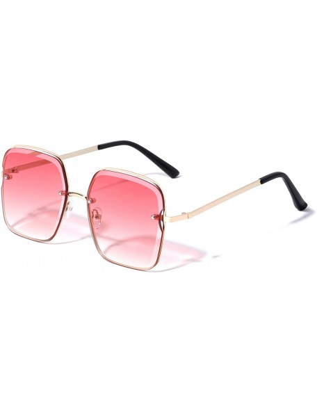 Square Square Butterfly Diamond Edge Cut Lens Sunglasses - Pink - CQ196MU3SSL $10.64