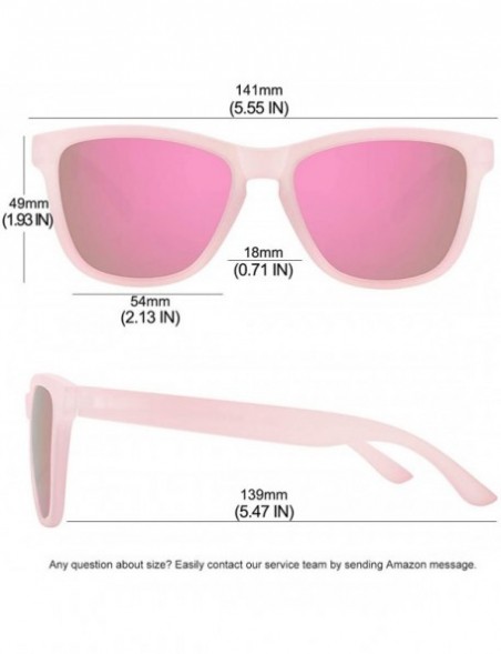 Square Polarized Sunglasses for Women Men Classic Retro Designer Style - Pink Frame(matte) / Pink Mirrored Lens - CD192R4MODZ...