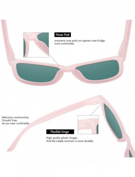 Square Polarized Sunglasses for Women Men Classic Retro Designer Style - Pink Frame(matte) / Pink Mirrored Lens - CD192R4MODZ...