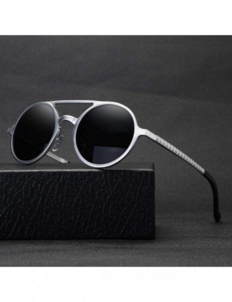 Round Aluminum magnesium sunglasses retro round frame polarized glasses men's sunglasses classic sunglasses - Gun - CF190MWO2...