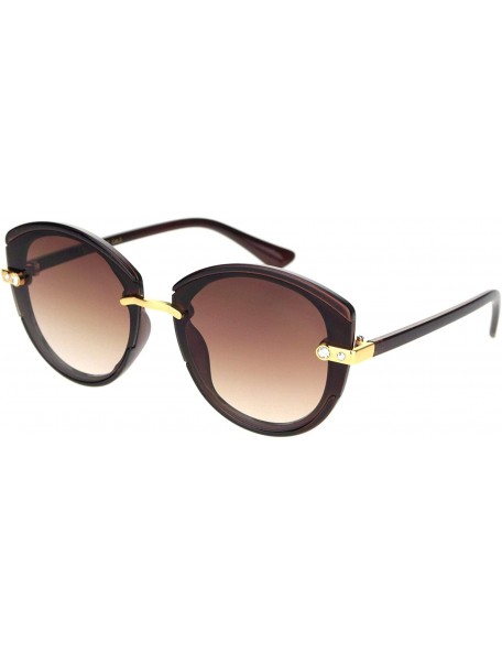 Butterfly Womens Rhinestone Jewel Trim Designer Butterfly Sunglasses - Brown - CU18NWSXHHC $10.26