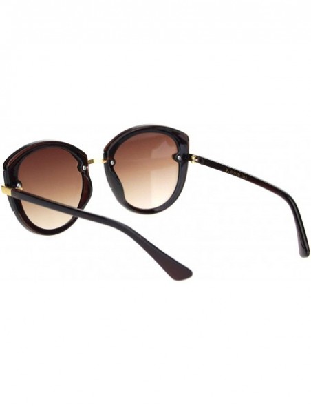 Butterfly Womens Rhinestone Jewel Trim Designer Butterfly Sunglasses - Brown - CU18NWSXHHC $10.26