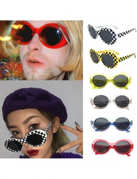 Square Retro Vintage Clout Goggles Men & Women Sunglasses Oval Shades Eye Glasses - Multicolor - F - CF18CK35LC2 $10.62