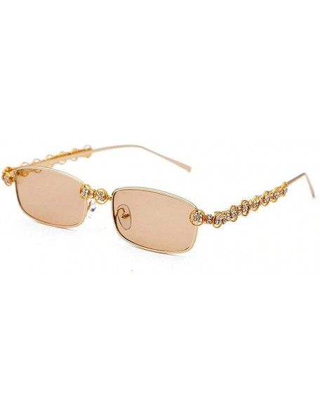 Square Diamond Rectangle Sunglasses Designer Eyeglasses - Brown - CP18ZNQ0NX8 $16.17