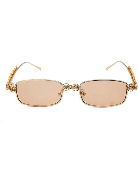 Square Diamond Rectangle Sunglasses Designer Eyeglasses - Brown - CP18ZNQ0NX8 $16.17
