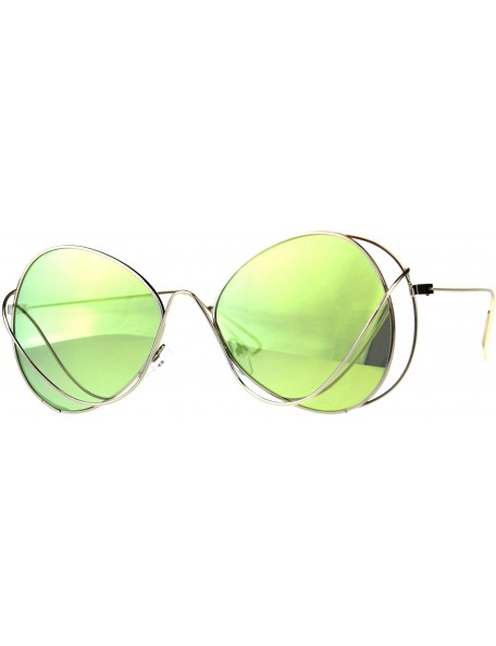 Oversized Womens Mirrored Lens Runway Wire Rim Butterfly Sunglasses - Yellow - CU18CSEE32U $9.84