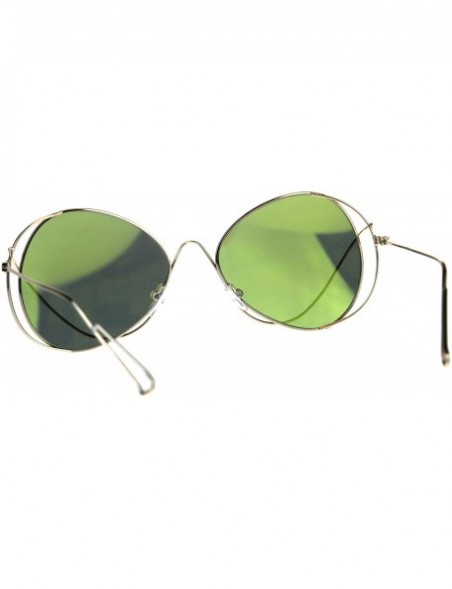 Oversized Womens Mirrored Lens Runway Wire Rim Butterfly Sunglasses - Yellow - CU18CSEE32U $9.84