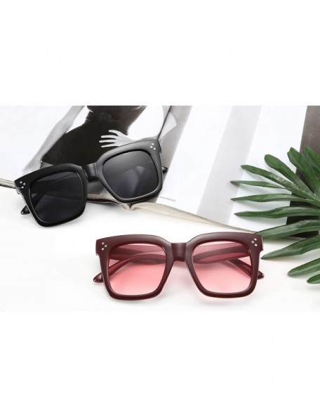 Oversized Vintage Women Butterfly Sunglasses Designer Luxury Square Gradient Sun Glasses Shades B2486 - Wine-pink - CJ18R3S3O...