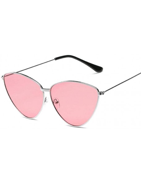 Cat Eye Retro Cat Eye Sunglasses Women Metal Frame Mirror UV400 Sun Glasses SilverPink - Silverpink - C018XQXWHX0 $18.25