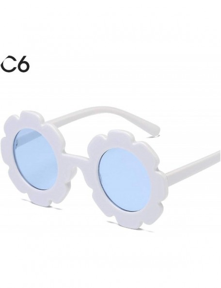 Wrap Vintage Kids Sunglasses Child Sun Glasses Round Flower Gafas Children UV400 Sport Girls Boys Oculos De Sol - C6 - CX197A...