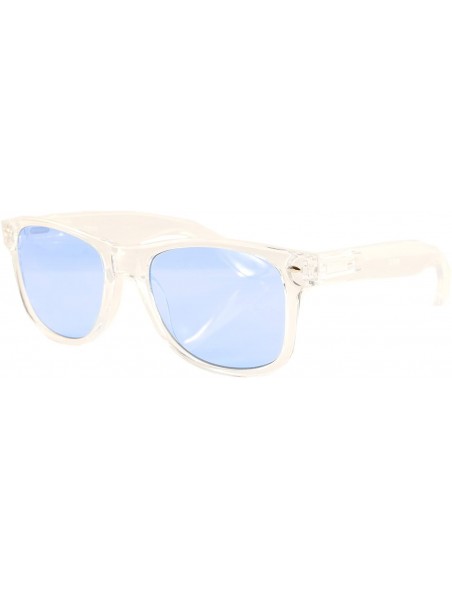 Square Eye-Candy Color Horn Rimmed Clear Frame Spring Hinge Sunglasses A083 A149 - Blue - CR189ZK6LXI $7.59
