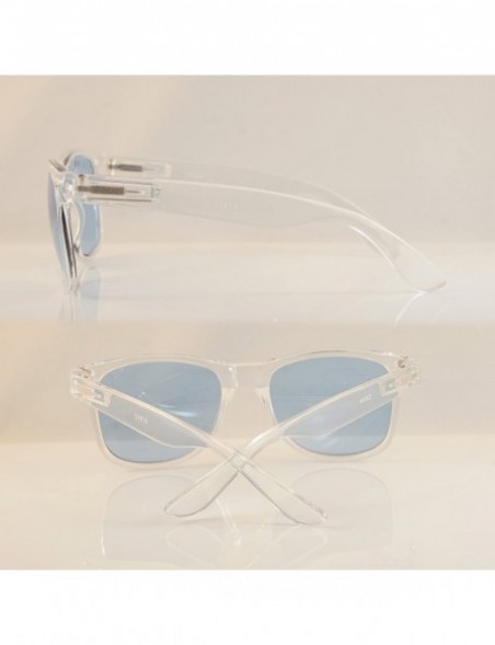 Square Eye-Candy Color Horn Rimmed Clear Frame Spring Hinge Sunglasses A083 A149 - Blue - CR189ZK6LXI $7.59