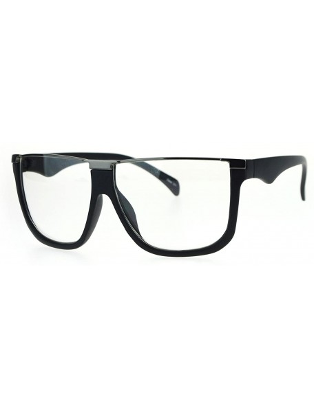 Oversized Womens Metal Flat Top Mob Oversize Rectangular Clear Lens Glasses - Gunmetal Black - CV17WWT7T3T $12.23