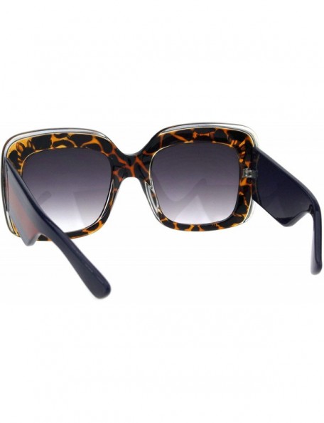 Square Womens Designer Style Sunglasses Oversized Square Thick Frame UV 400 - Tortoise - CL18KWRZZ5S $12.93