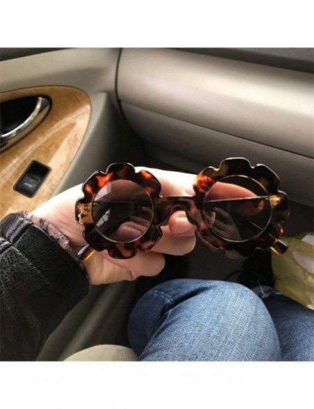 Wrap Vintage Kids Sunglasses Child Sun Glasses Round Flower Gafas Children UV400 Sport Girls Boys Oculos De Sol - C6 - CX197A...