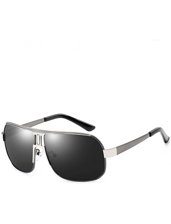 Square Fashion Retro Biker Fishing Polarized Sunglasses for Men 8743 - Grey - CR18ZUKN7GG $17.78