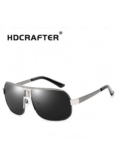 Square Fashion Retro Biker Fishing Polarized Sunglasses for Men 8743 - Grey - CR18ZUKN7GG $17.78
