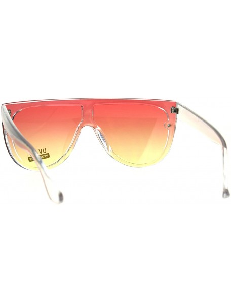 Rectangular Oceanic Color Gradient Lens Flat Top Racer Retro Sunglasses - Clear Orange Yellow - CI1875OW3DW $9.46