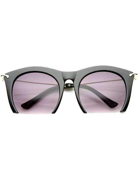 Rimless Womens Cateye High Fashion Semi-Rimless Metal Arms Sunglasses - Black Lavender - C911Y9LOZ63 $11.00