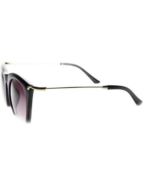 Rimless Womens Cateye High Fashion Semi-Rimless Metal Arms Sunglasses - Black Lavender - C911Y9LOZ63 $11.00