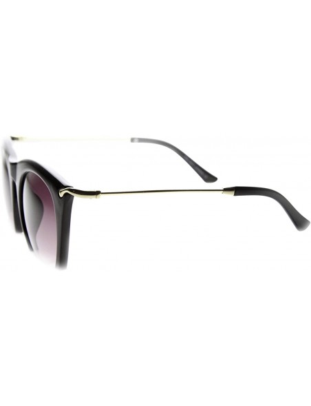Rimless Womens Cateye High Fashion Semi-Rimless Metal Arms Sunglasses - Black Lavender - C911Y9LOZ63 $11.00