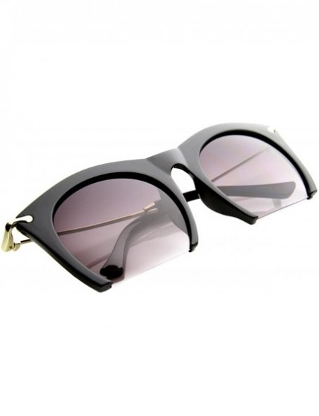 Rimless Womens Cateye High Fashion Semi-Rimless Metal Arms Sunglasses - Black Lavender - C911Y9LOZ63 $11.00