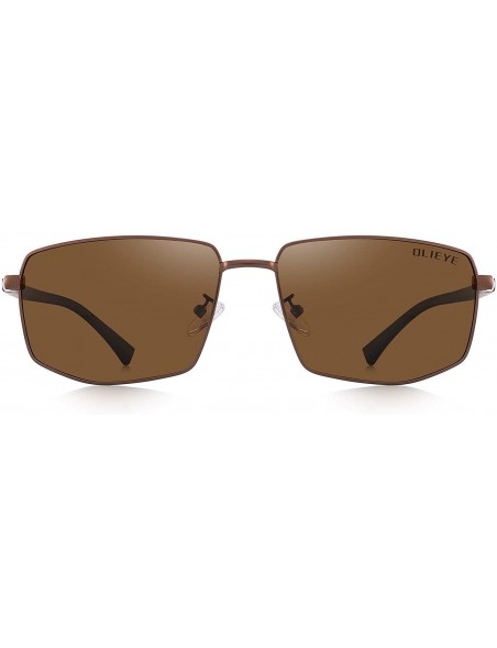 Aviator Mens Classic Sunglasses Male Polarized Rectangle Sun glasses For Men - Brown - CY18YOW426L $22.70