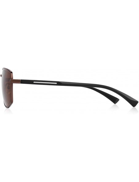 Aviator Mens Classic Sunglasses Male Polarized Rectangle Sun glasses For Men - Brown - CY18YOW426L $22.70