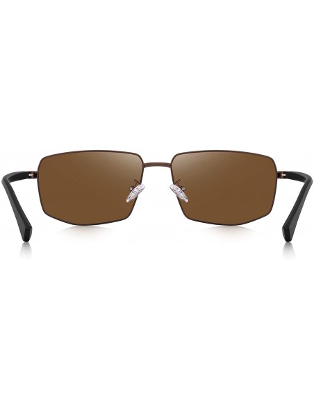 Aviator Mens Classic Sunglasses Male Polarized Rectangle Sun glasses For Men - Brown - CY18YOW426L $22.70