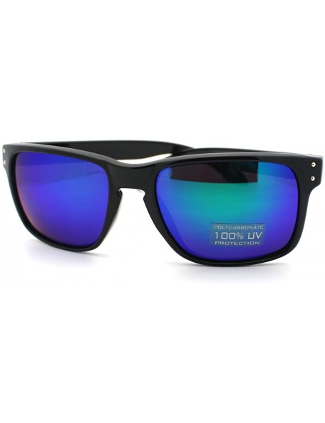 Square Casual Fashion Sunglasses Mens Square Rectangular Multicolor Reflective Lens - Black - CP11CSNQYJ5 $10.52