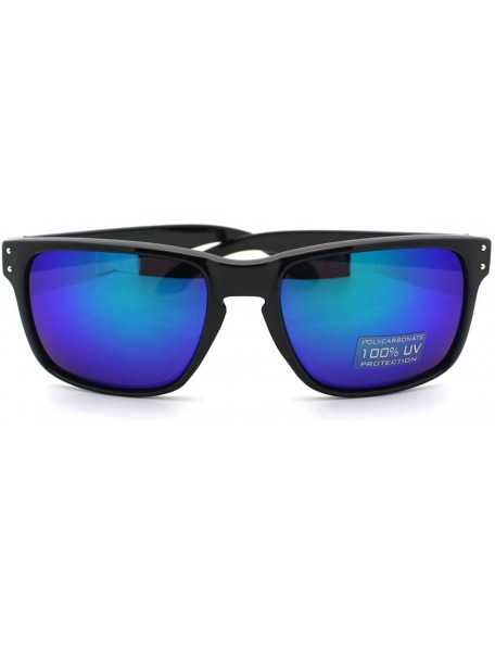 Square Casual Fashion Sunglasses Mens Square Rectangular Multicolor Reflective Lens - Black - CP11CSNQYJ5 $10.52