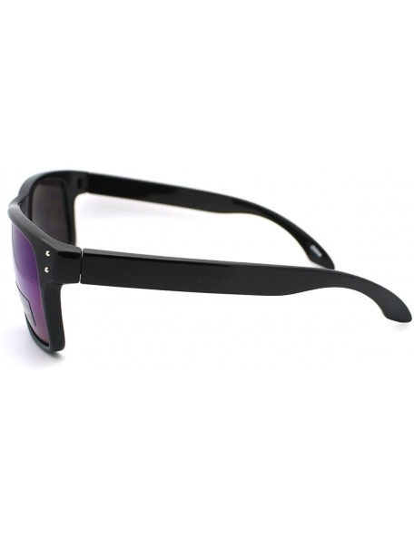 Square Casual Fashion Sunglasses Mens Square Rectangular Multicolor Reflective Lens - Black - CP11CSNQYJ5 $10.52