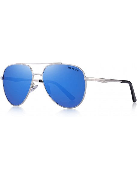 Cat Eye Retro Unisex Polarized Sunglasses for Men/Women-100% UV protection - Blue Mirror - CH18MH8CTHG $23.51