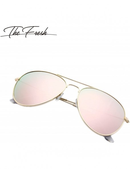 Aviator Classic Metal Frame Mirror Lens Aviator Sunglasses with Gift Box - 04-gold - CQ185K6YGQD $13.19