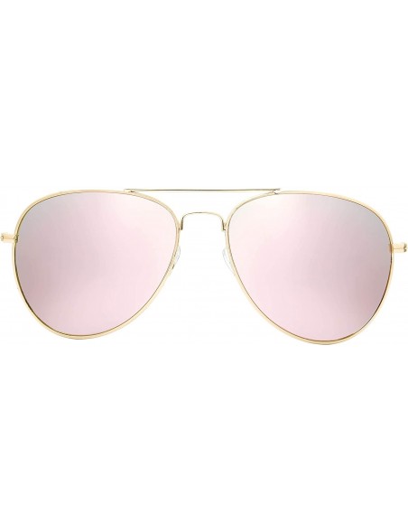 Aviator Classic Metal Frame Mirror Lens Aviator Sunglasses with Gift Box - 04-gold - CQ185K6YGQD $13.19