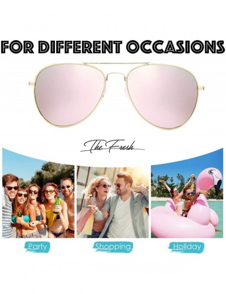 Aviator Classic Metal Frame Mirror Lens Aviator Sunglasses with Gift Box - 04-gold - CQ185K6YGQD $13.19